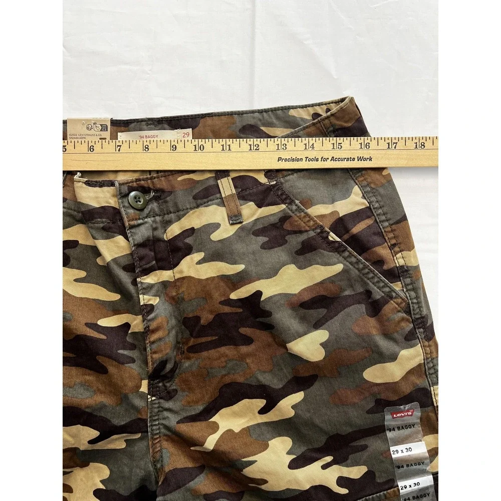 Levis 94 Baggy Cargo Pants Mens 29x30 Camo Green‎ Brown Relaxed Fit Utility Army